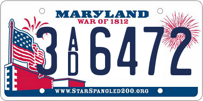 MD license plate 3AD6472