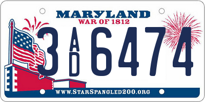 MD license plate 3AD6474