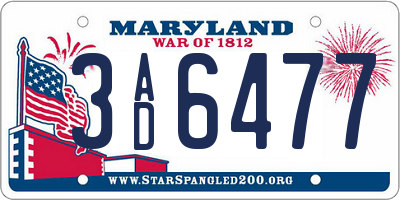 MD license plate 3AD6477