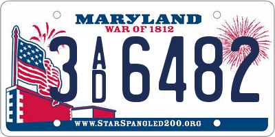 MD license plate 3AD6482