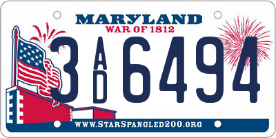 MD license plate 3AD6494
