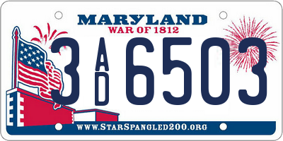 MD license plate 3AD6503