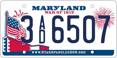 MD license plate 3AD6507