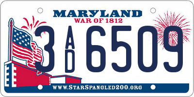 MD license plate 3AD6509