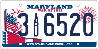 MD license plate 3AD6520