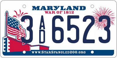 MD license plate 3AD6523