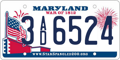 MD license plate 3AD6524