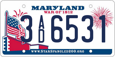 MD license plate 3AD6531