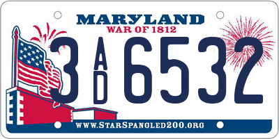 MD license plate 3AD6532