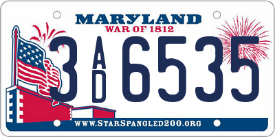MD license plate 3AD6535