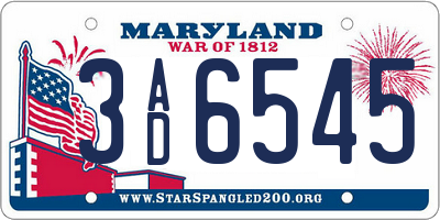 MD license plate 3AD6545