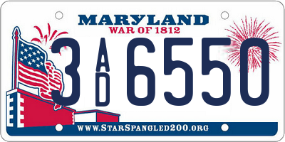 MD license plate 3AD6550