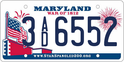 MD license plate 3AD6552