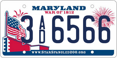 MD license plate 3AD6566