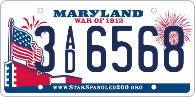 MD license plate 3AD6568