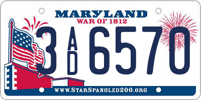 MD license plate 3AD6570