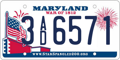 MD license plate 3AD6571