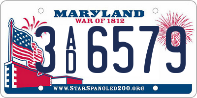 MD license plate 3AD6579