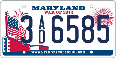 MD license plate 3AD6585