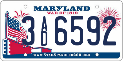MD license plate 3AD6592
