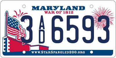 MD license plate 3AD6593