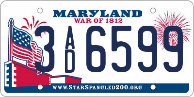 MD license plate 3AD6599