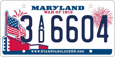 MD license plate 3AD6604