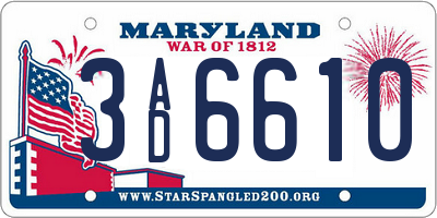 MD license plate 3AD6610