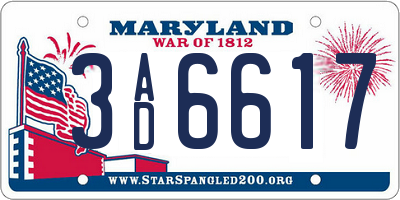 MD license plate 3AD6617
