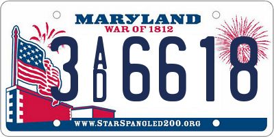 MD license plate 3AD6618