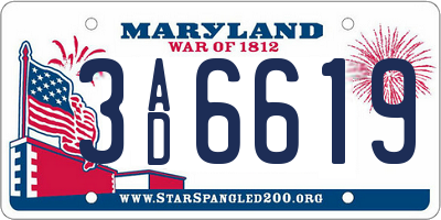 MD license plate 3AD6619