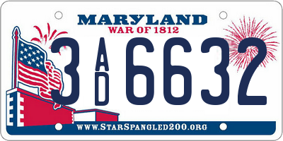 MD license plate 3AD6632