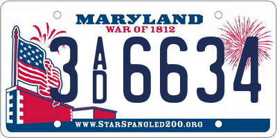 MD license plate 3AD6634