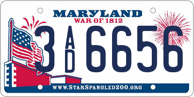 MD license plate 3AD6656