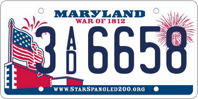MD license plate 3AD6658