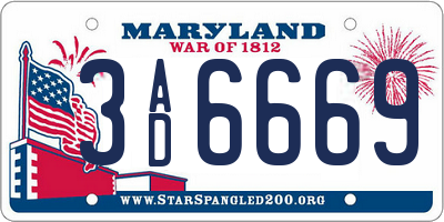 MD license plate 3AD6669