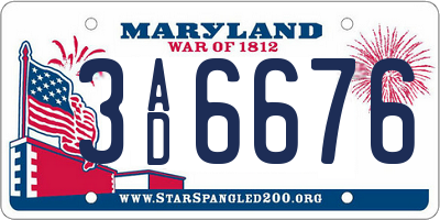 MD license plate 3AD6676