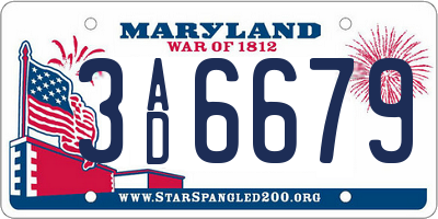 MD license plate 3AD6679