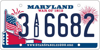 MD license plate 3AD6682