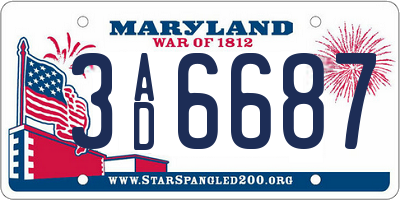 MD license plate 3AD6687