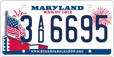 MD license plate 3AD6695