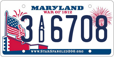 MD license plate 3AD6708