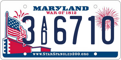 MD license plate 3AD6710