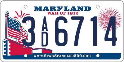 MD license plate 3AD6714