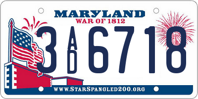 MD license plate 3AD6718