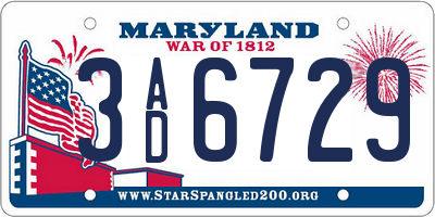 MD license plate 3AD6729