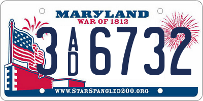 MD license plate 3AD6732