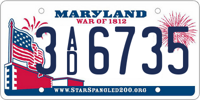 MD license plate 3AD6735