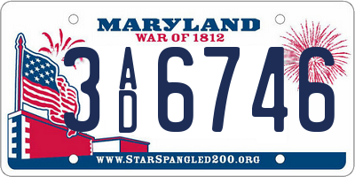 MD license plate 3AD6746