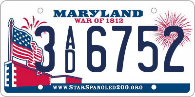 MD license plate 3AD6752